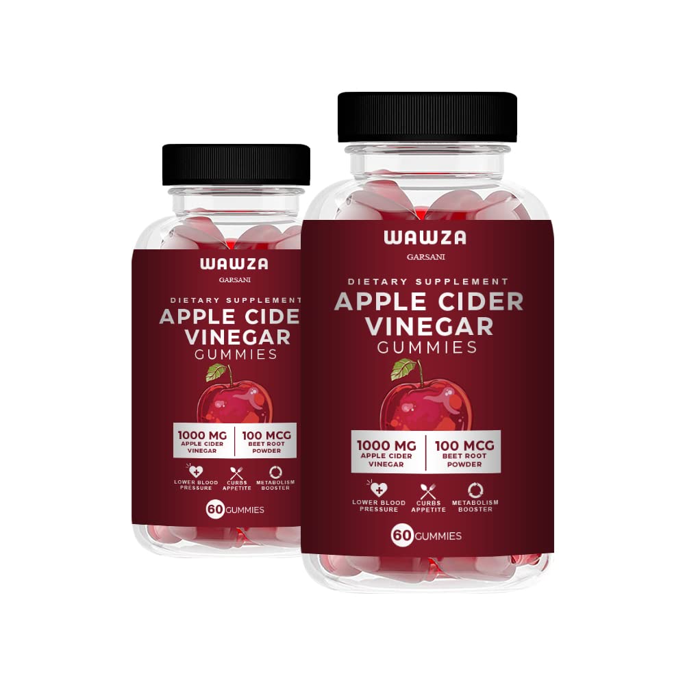 Wawza Apple Cider Vinegar Gummies - 2 Pack | Vegan ACV Supplement for Weight Management & Digestion | Perfect for Daily Wellness Routine & On-the-Go Nutrition