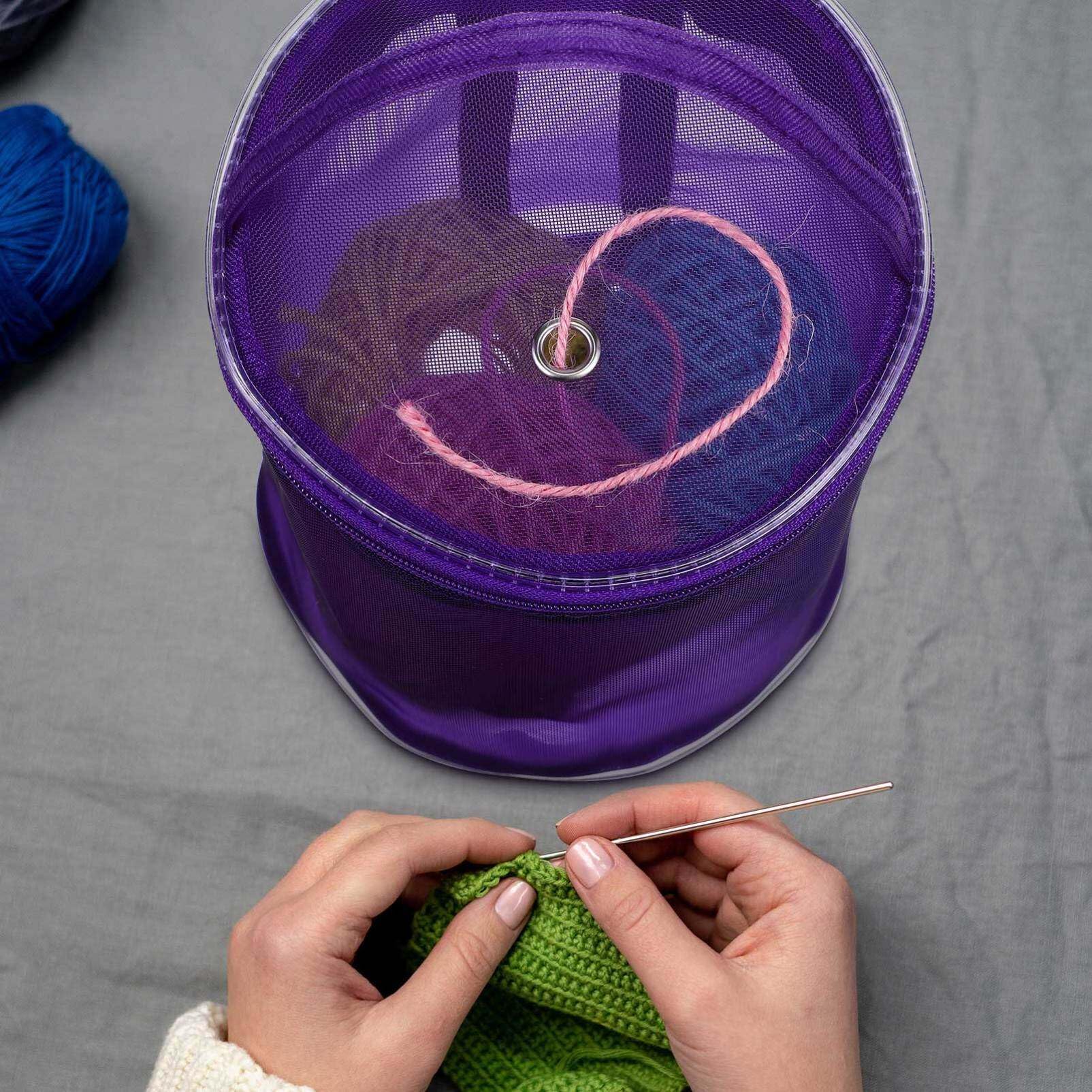 2-Pack Mesh Knitting Yarn Storage Bags - Portable Round Yarn Ball Organizer for Crochet, Knitting & Sewing Accessories | Perfect for Crafting, Travel & Home Organization