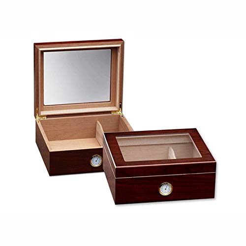 Premium Spanish Cedar Wood Cigar Humidor with Glass Top & Tray - Airtight Cigar Storage Box for Home or Office Display (Color: JSN CB30C) - Perfect for Cigar Collectors & Enthusiasts