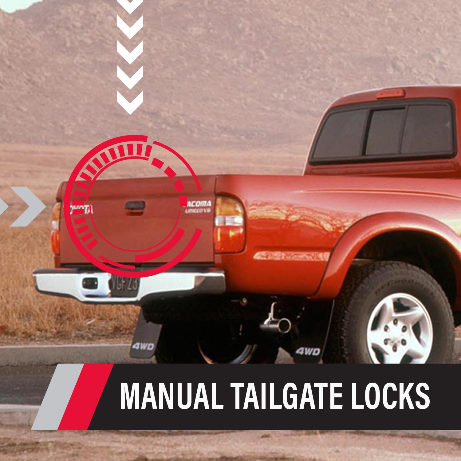 Pop & Lock PL5512 Blue Ribbon Metallic Manual Tailgate Lock for Toyota Tacoma (2005-2023) - Heavy Duty Truck Bed Security - Prevent Theft for Tools & Equipment