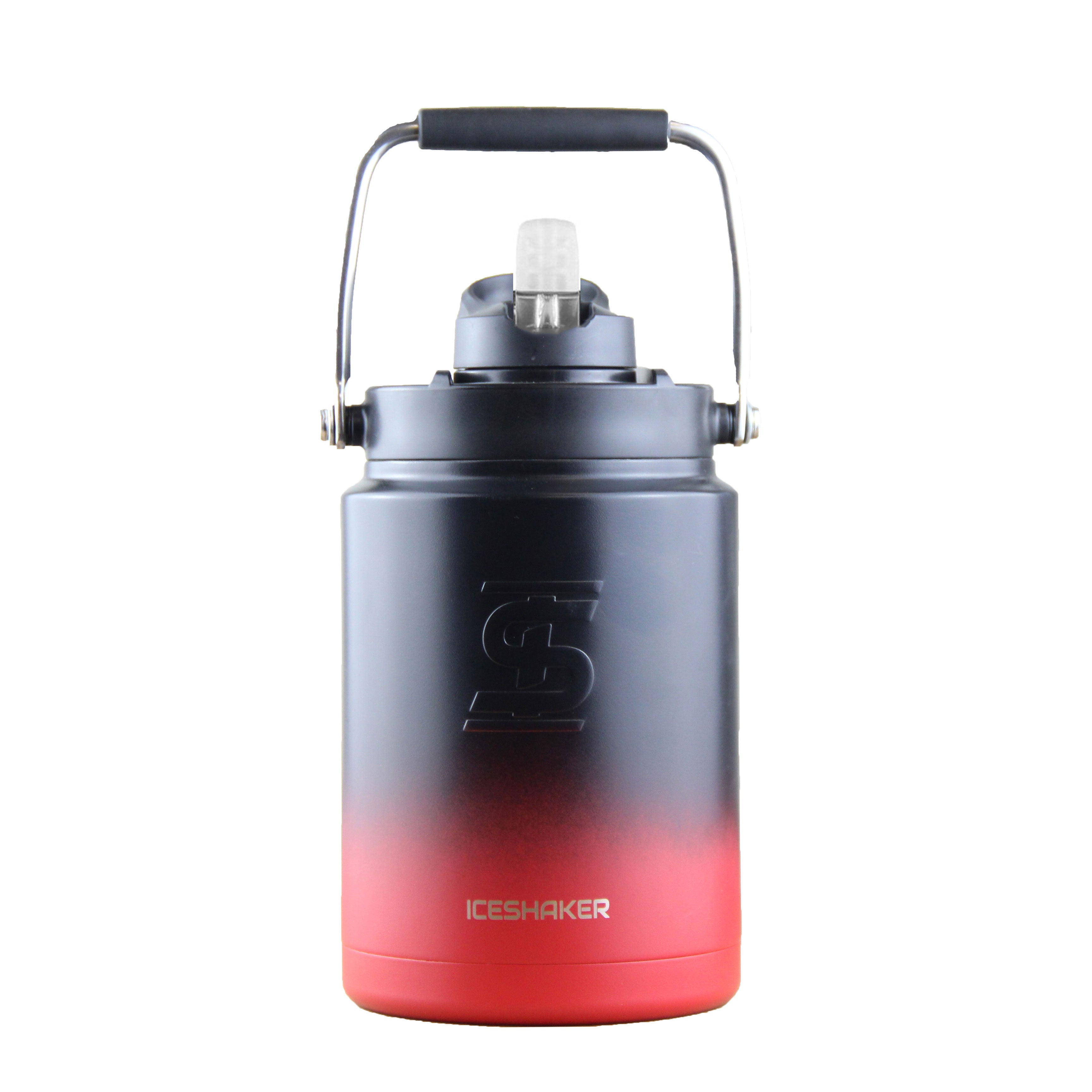 Gronk Signature Edition Half Gallon Water Bottle - Red Black Ombre Gradient, Large Insulated Sports Jug for Gym, Workout, Camping & Outdoor Activities