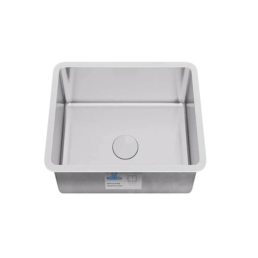 Allora USA KSN 2117 R25 21x17x9 Undermount Single Bowl Stainless Steel Kitchen Sink with 25