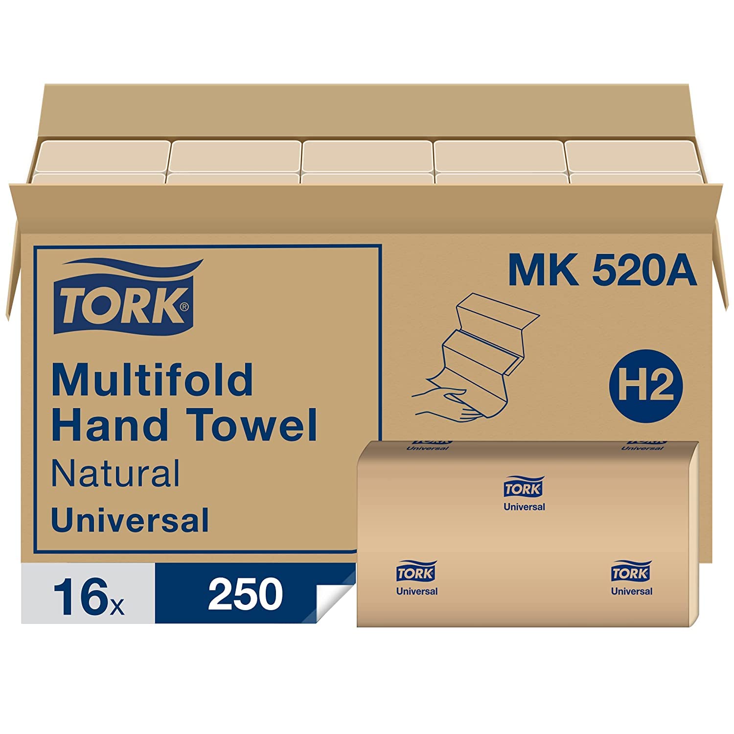Tork Jumbo Toilet Paper Roll White T22 (Universal) & Tork Multifold Hand Towel Natural H2 (Universal) - Bulk Commercial Bathroom Supplies for Offices, Restaurants & Public Restrooms