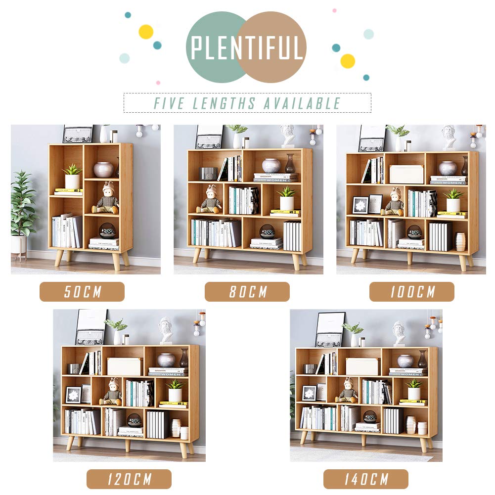 IOTXY 3-Tier Wooden Open Shelf Bookcase - Floor Standing Display Cabinet with 10 Storage Cubes, Modern Bookshelf for Living Room, Bedroom & Office - Pear Yellow Finish