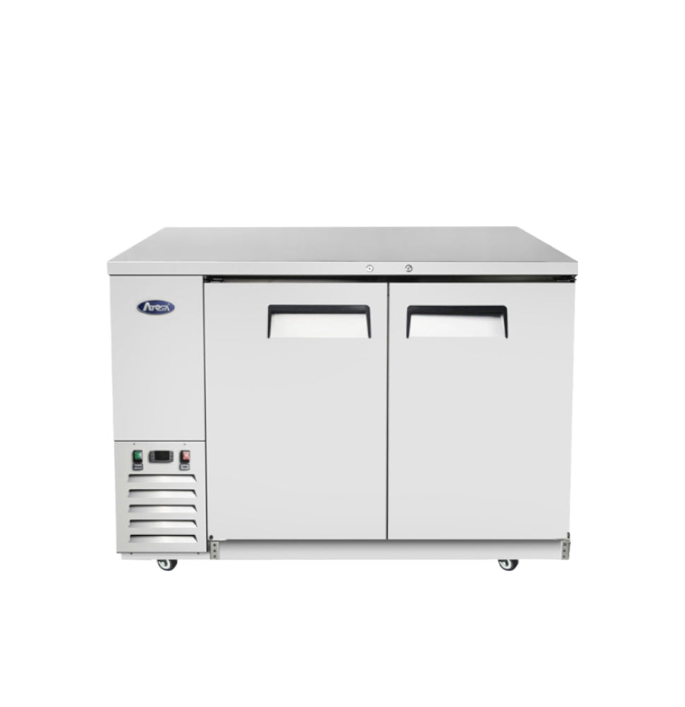 Atosa SBB48GRAUS1 48-Inch Commercial 2 Door Back Bar Cooler - 11.5 Cu. Ft. Capacity, Solid Door Design, Shallow Depth for Bars, Restaurants & Small Businesses - Perfect for Beverage Storage in Tight Spaces