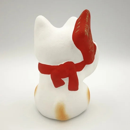 Nagahama Doll Japanese Maneki Neko (Beckoning Cat) White Lucky Cat Figure - Authentic Japanese Good Luck Charm for Home & Office Decor