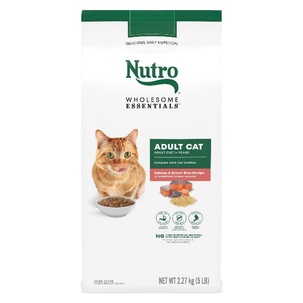 Nutro Wholesome Essentials Salmon & Brown Rice Adult Dry Cat Food - High Protein Natural Cat Kibble for Indoor & Outdoor Cats - Perfect for Daily Meals & Weight Management