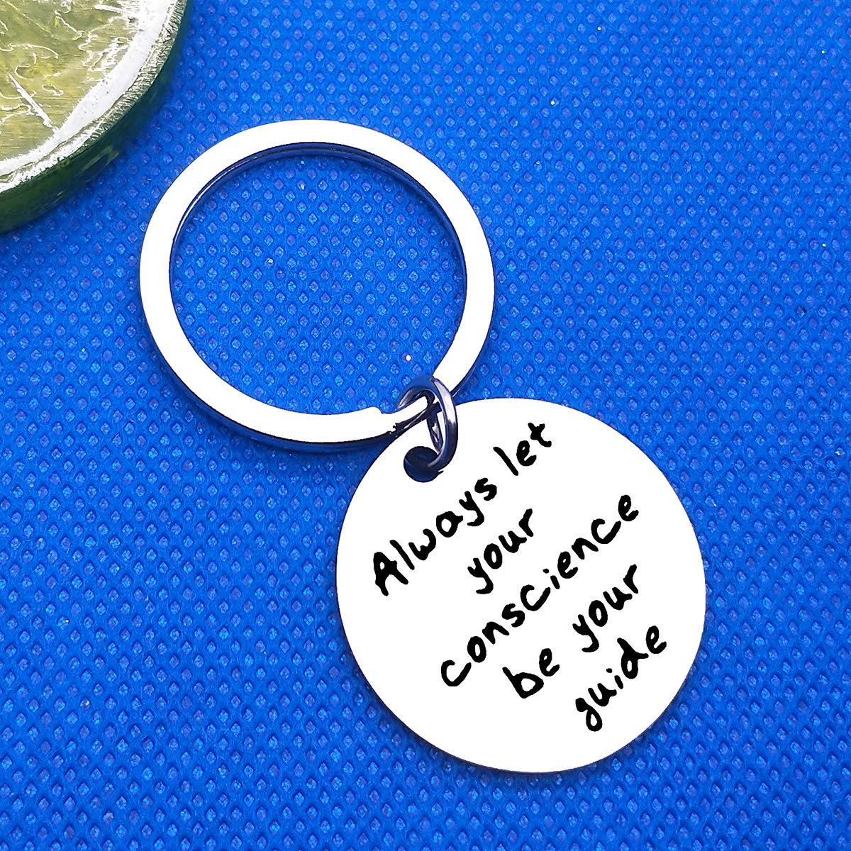 Jiminy Cricket Quote Keychain - Motivational Gifts for Women & Men - Inspirational Encouragement Gifts for Christmas, Thanksgiving - 'Always Let Your Conscience Be Your Guide' - Perfect for Daily Reminder, Office Decor, Backpack Accessory & Thoughtful Present