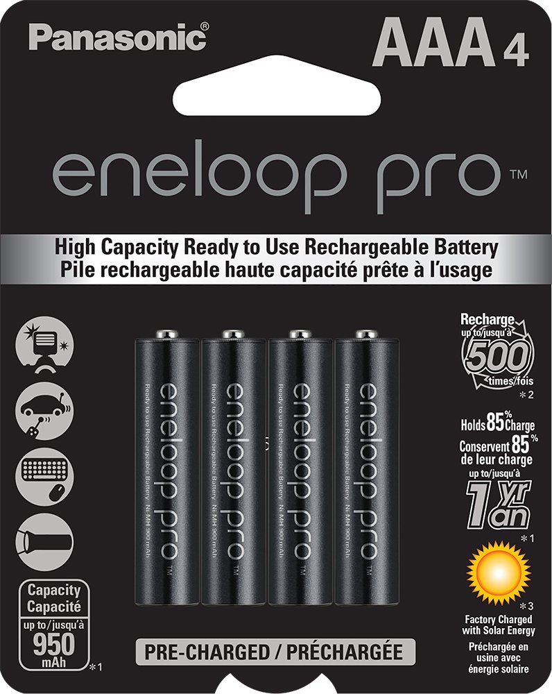 Panasonic Eneloop Pro High-Capacity Rechargeable AA & AAA Batteries - 8-Pack AA (BK-3HCCA8BA) & 4-Pack AAA (BK-4HCCA4BA) - 1.2V Ni-MH for Digital Cameras, Flashlights, Gaming Controllers & Electronics