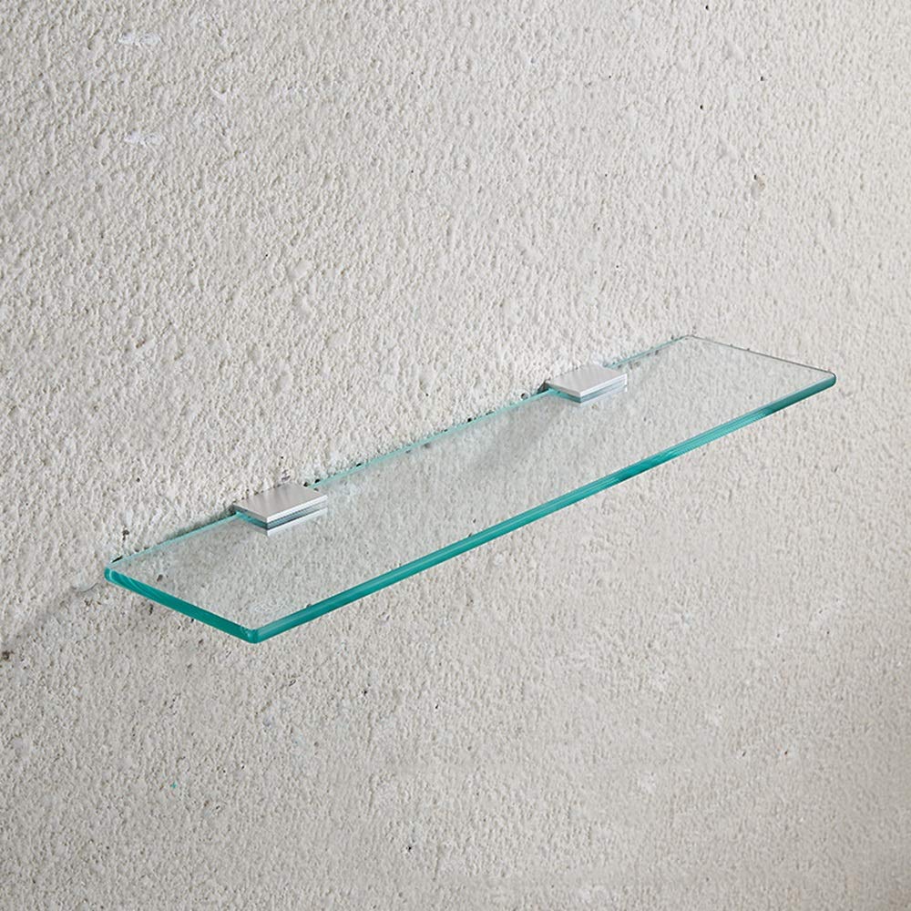 Wall-Mounted Bathroom Shelf - 8MM Tempered Glass with Chrome Bracket for Shower & Toilet Storage (48cm)