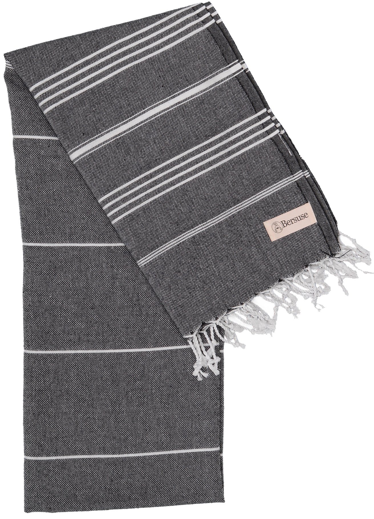 Premium 100% Cotton Turkish Beach Towel Set of 6 - Large 37x70 Inches, Quick-Dry, Sand-Free & Lightweight for Beach, Pool, Yoga & Travel - Anatolia Collection Peshtemal Towels in Black