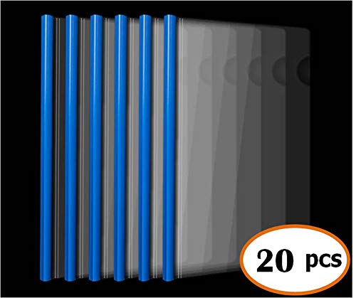 10mm Sliding Bar Plastic File Folders - 18C, 40 Sheet Capacity, Transparent A4 Report Covers for Resume & Presentation (20 Pack) - Office Organization, School Supplies, Document Storage