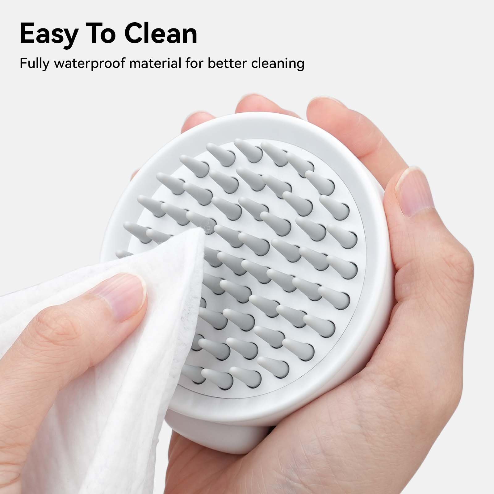 Aumuca Soft Silicone Cat Brush & Dog Brush for Grooming & Massage - Gentle Pet Hair Brush with Release Button for Short to Medium Haired Cats, Dogs, Rabbits - Perfect for Indoor Pets & Stress-Free Grooming Sessions (White)