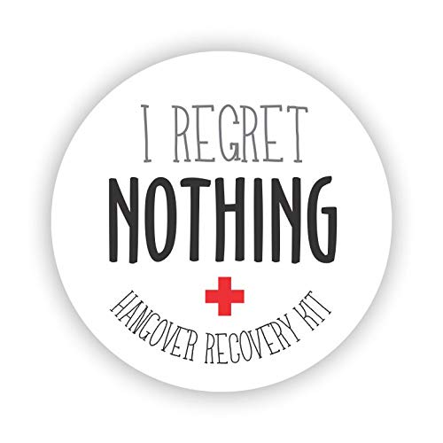 Bachelorette Party Hangover Kit Stickers - Thank You Wedding Stickers - Funny I Regret Nothing Decals - Perfect for Bridal Shower Favors & Bachelorette Party Decorations