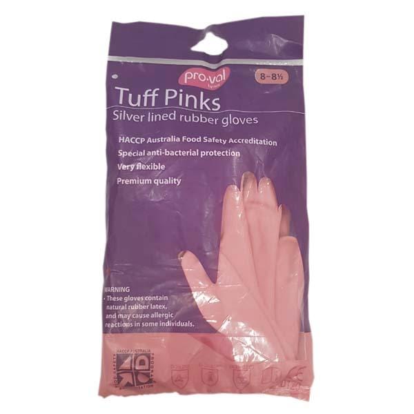 Durable Pink Rubber Gloves with Silver Lining - Size 7 & 9 - Perfect for Cleaning, Dishwashing & Household Chores