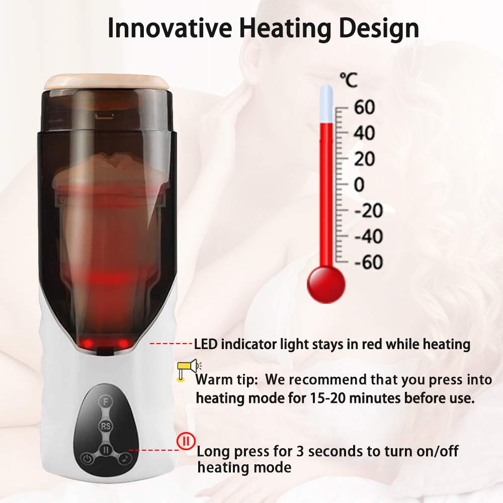 WeDol Automatic Male Masturbator Cup - 10 Thrusting Speeds & 10 Vibration Modes with Heating Function, Realistic Vagina Stroker for Oral & Dual Stimulation | Perfect for Solo Play, Couples Fun & Discreet Adult Pleasure