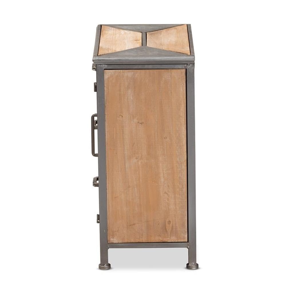 Baxton Studio AM19136 Oak Grey Storage Cabinet - Modern Sideboard for Living Room, Bedroom, or Office Organization