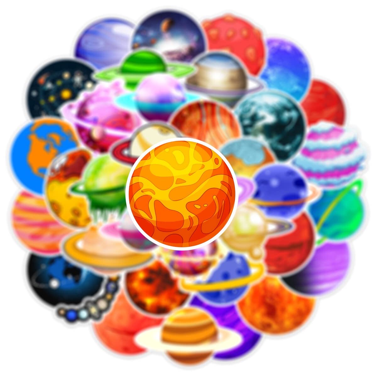 50 Pcs Space Planet Vinyl Stickers - Waterproof Decals for Laptop, Water Bottle, Skateboard, Helmet & Guitar - Fun Space-Themed Stickers for Kids, Teens & Adults - Perfect for School, Office & Home Decor