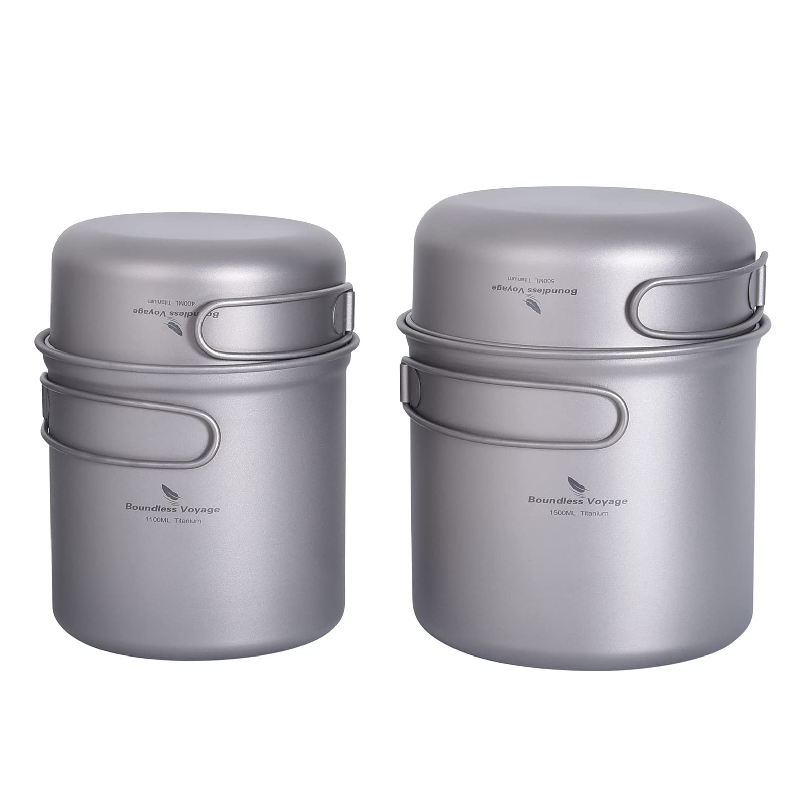 Boundless Voyage Titanium Camping Cookware Set - Lightweight Portable Titanium Pot, Pan & Mug for Backpacking, Hiking & Outdoor Adventures | Durable Mess Kit for Camp Cooking, Picnics & Survival Gear