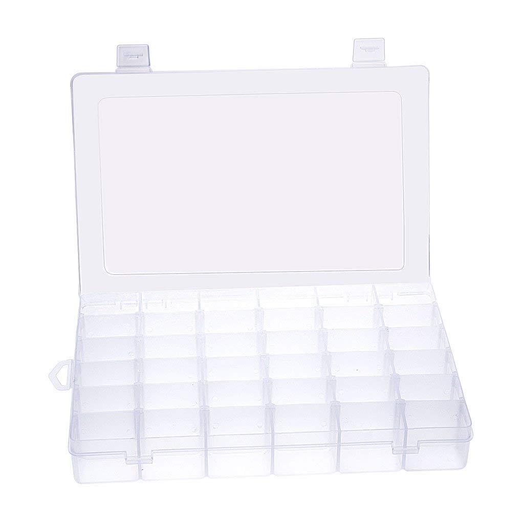 36 Grids Adjustable Plastic Storage Box Organizer - Large Transparent Thick Hard Compartment for Toys, Jewelry, Office Supplies & Kitchen Utensils | Perfect for Craft Rooms, Desktops & Drawer Organization