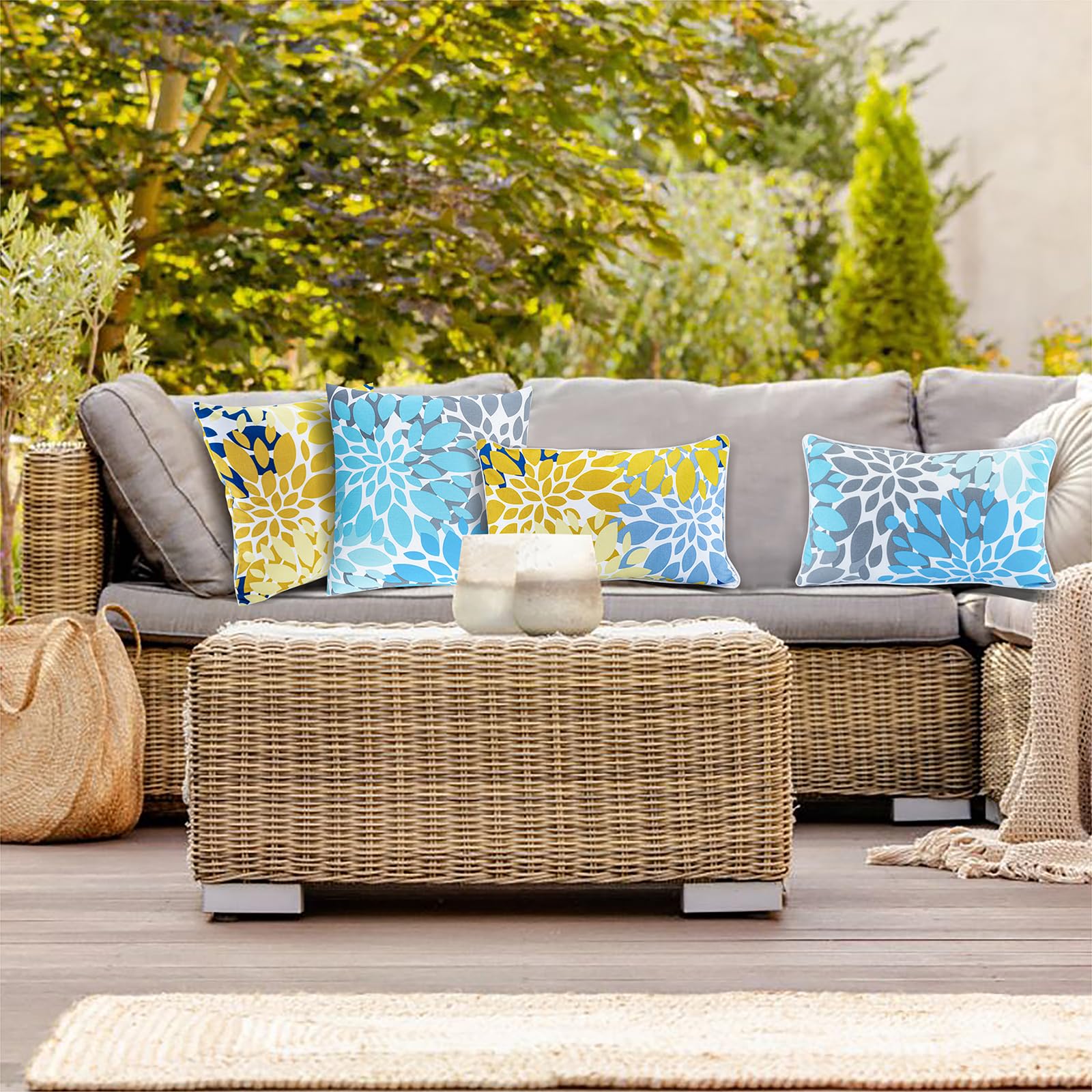 JMGBird Waterproof Outdoor Pillows Set of 2 - 18x18 Inch All-Weather Decorative Throw Pillows with Inserts for Patio Furniture, Garden, Poolside & Porch Decor