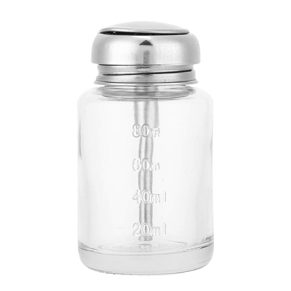 Professional Nail Art Remover Dispenser Pump - Empty Gel Polish Glass Container with Push Down Design [Transparent] - Perfect for Salon & DIY Manicure at Home