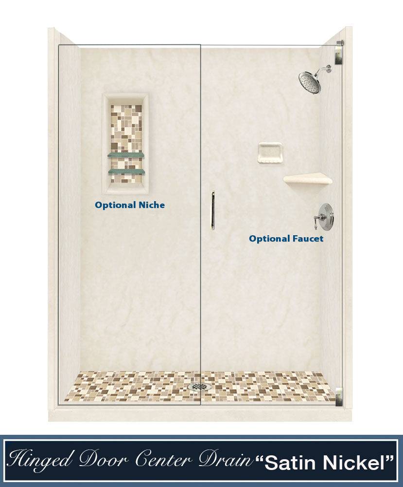 Premium Rafe Marble Alcove Shower Kit with 3 Accent Options (Liner Optional) - Luxury Bathroom Upgrade for Modern Homes & Spa-Like Experience
