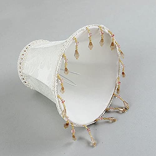 5.9 Inch White Beaded Lampshade - 15cm Dia Mini Lamp Cover for Wall Lights & Chandeliers | Elegant Home Decor for Bedroom, Living Room & Dining Room