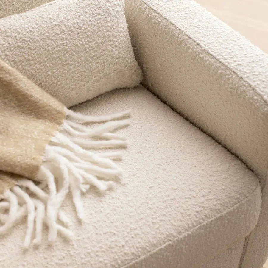 Babyletto Sigi Electronic Glider and Recliner Chair - Ivory Boucle Upholstery with Light Wood Base - Nursery Glider for Breastfeeding & Baby Room Decor