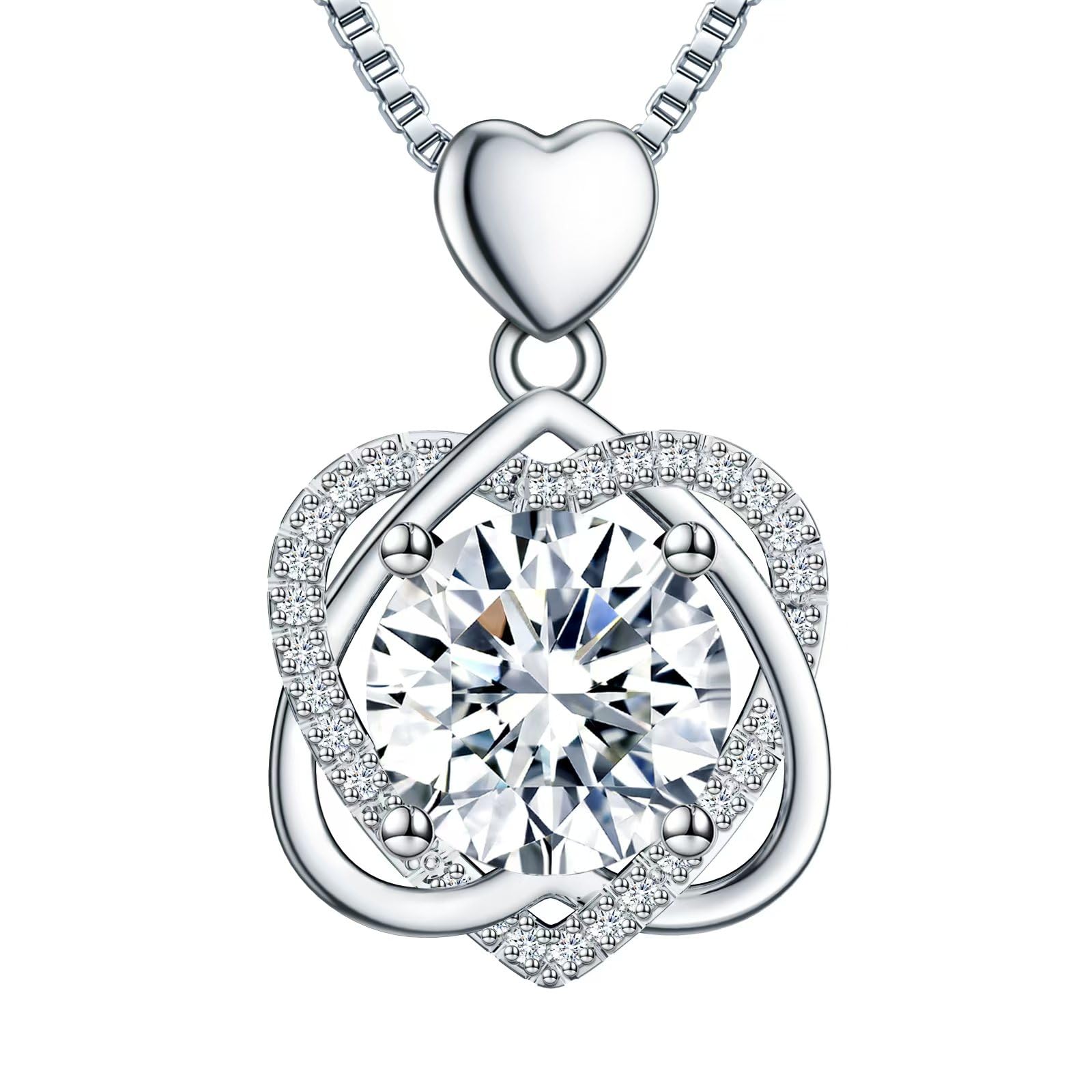 InfinityLove 5 or 3 Carat Moissanite Heart Necklace for Women - Sterling Silver Pendant Jewelry - Perfect Anniversary, Birthday Gift for Wife, Girlfriend, Daughter & Mom - Ideal for Valentine's Day, Proposals & Romantic Occasions