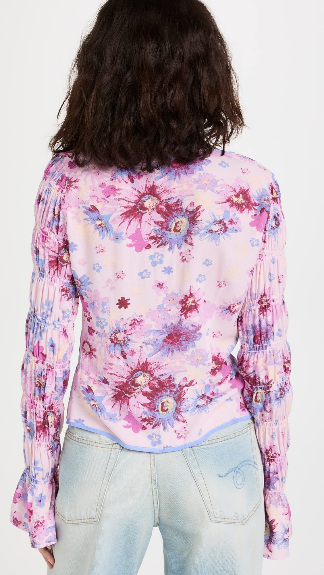 Free People Women's Venice Printed Floral Blouse - Rose Combo, Size S | Boho Chic Summer Top for Beach, Vacation & Casual Outfits