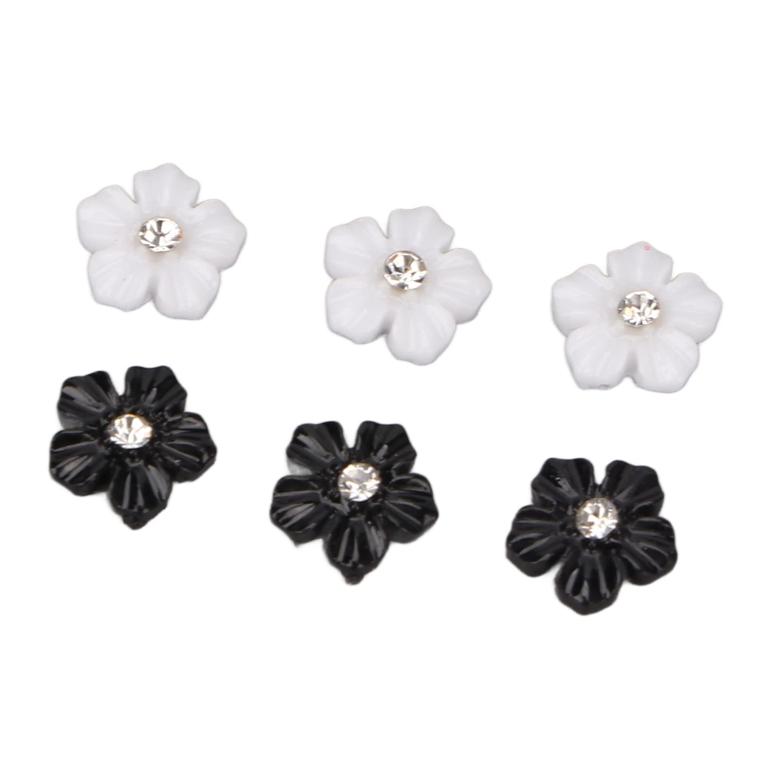 3D Flower Nail Art Decorations - Resin Black & White 5-Petal Nail Stickers for DIY Manicure, Salon Use, Wedding & Party Nail Designs - Perfect for Home, Professional Performances and Special Occasions