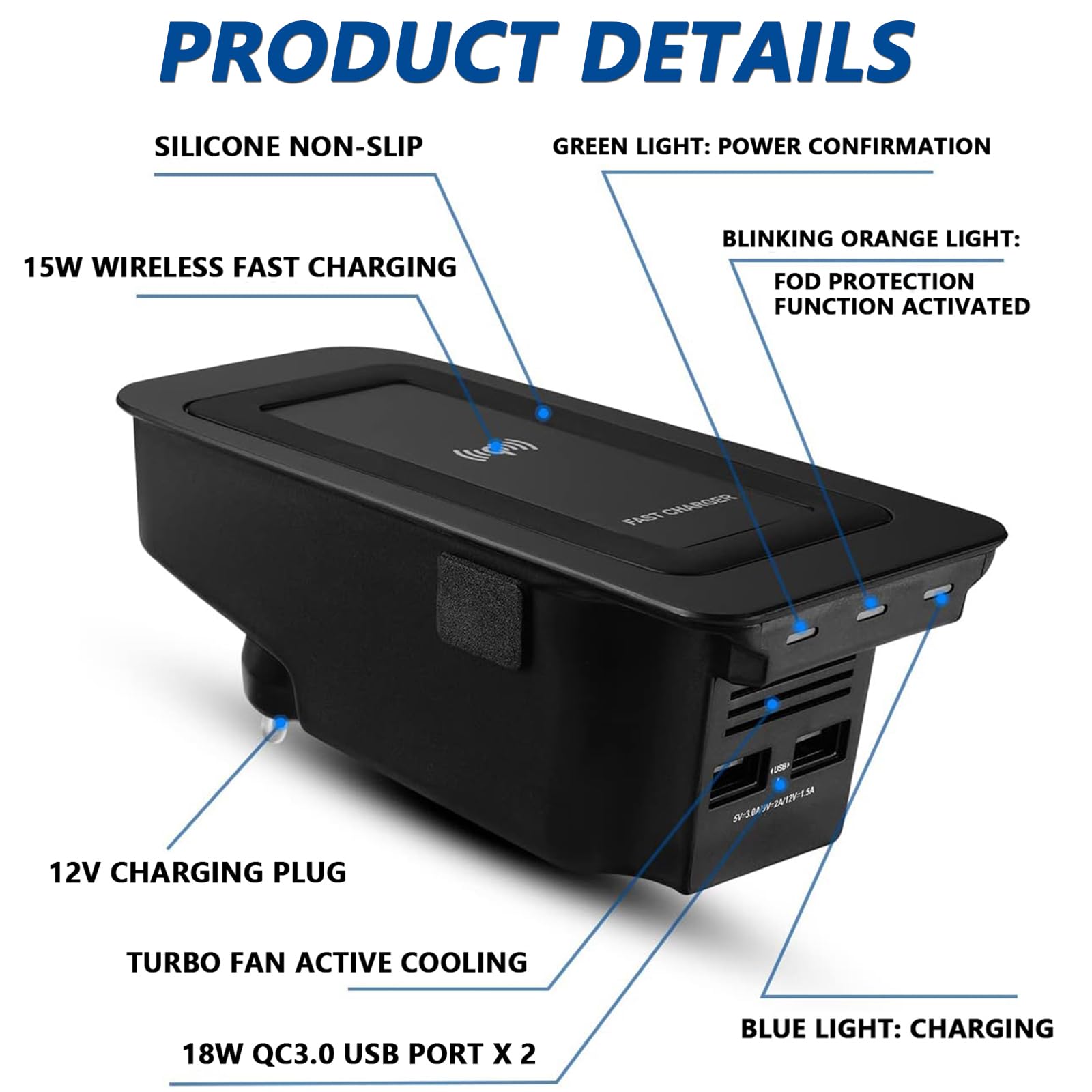 Volvo XC90 XC60 S90 S60 V90 V60 Wireless Car Charger (2017-2022 Models) - 15W Qi Fast Charging Pad | Compatible with Volvo Hybrid SPA Accessories | Perfect for Commuting, Road Trips & Daily Driving