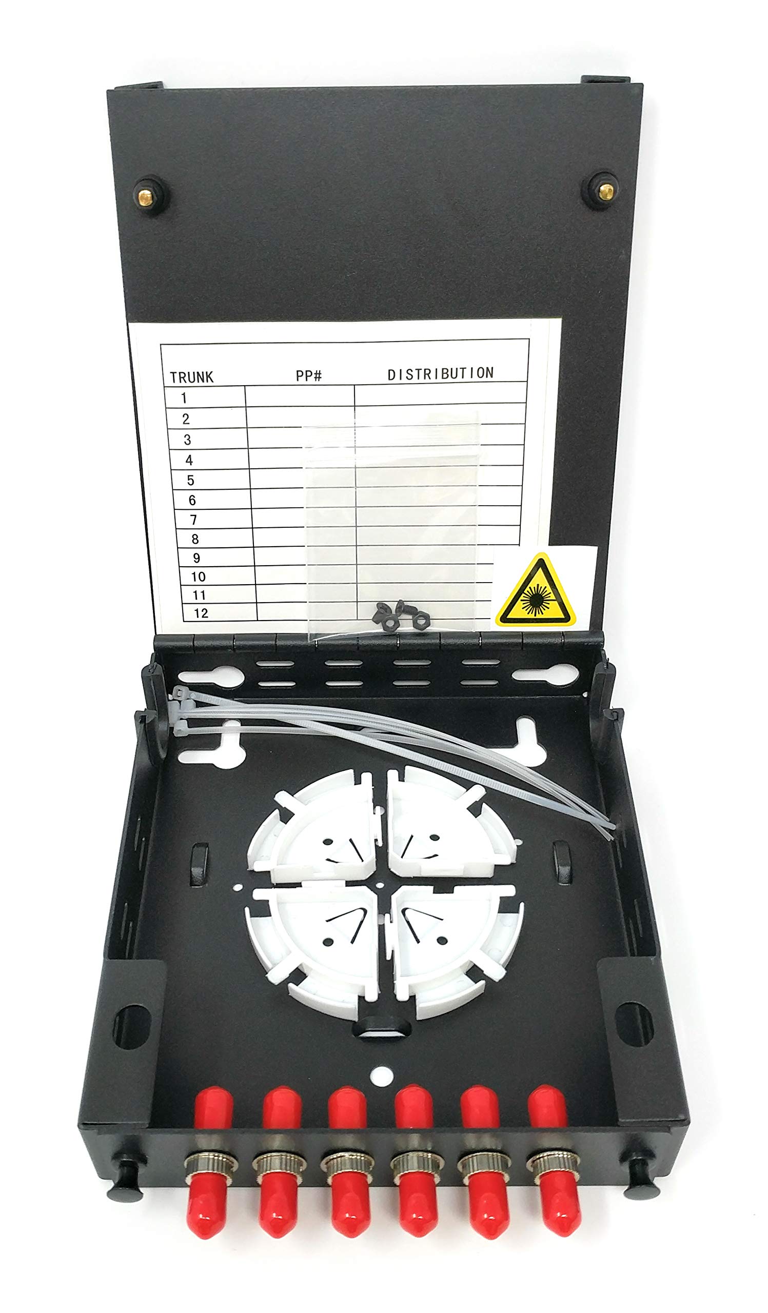 Ultra Spec Cables Wall Mount Fiber Enclosure with Spool - 6 Port ST-UPC OM1/OM2 Multimode LGX Panel for Data Centers & Network Installations