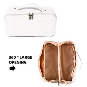 FLOBIQUE Large Waterproof Travel Makeup Bag for Women - PU Leather Cosmetic Organizer with Multiple Compartments (Multicolor) | Perfect for Vacation, Gym & Daily Use