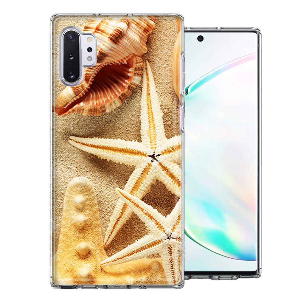 Samsung Galaxy Note 10 Plus Phone Case - Sand Shells Starfish Design Double Layer Protective Cover | Shockproof & Slim Fit | Perfect for Beach Vacation, Summer Outings & Outdoor Activities