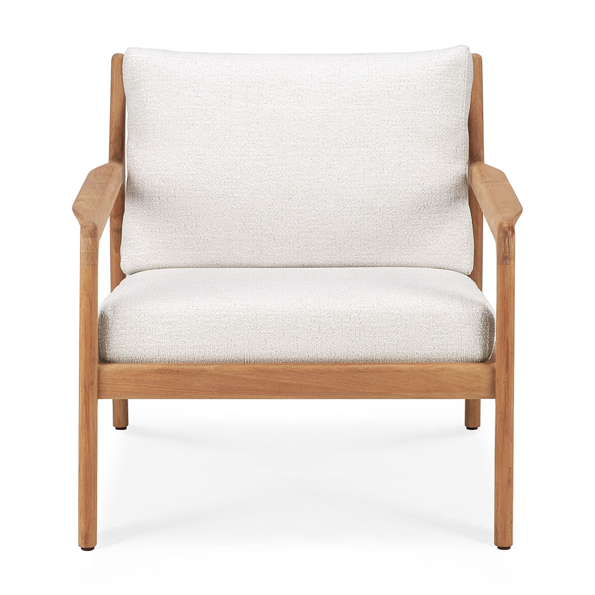 Premium Teak Outdoor Fabric Lounge Chair - Waterproof & UV Resistant - Off White Patio Furniture for Backyard, Poolside & Garden Relaxation