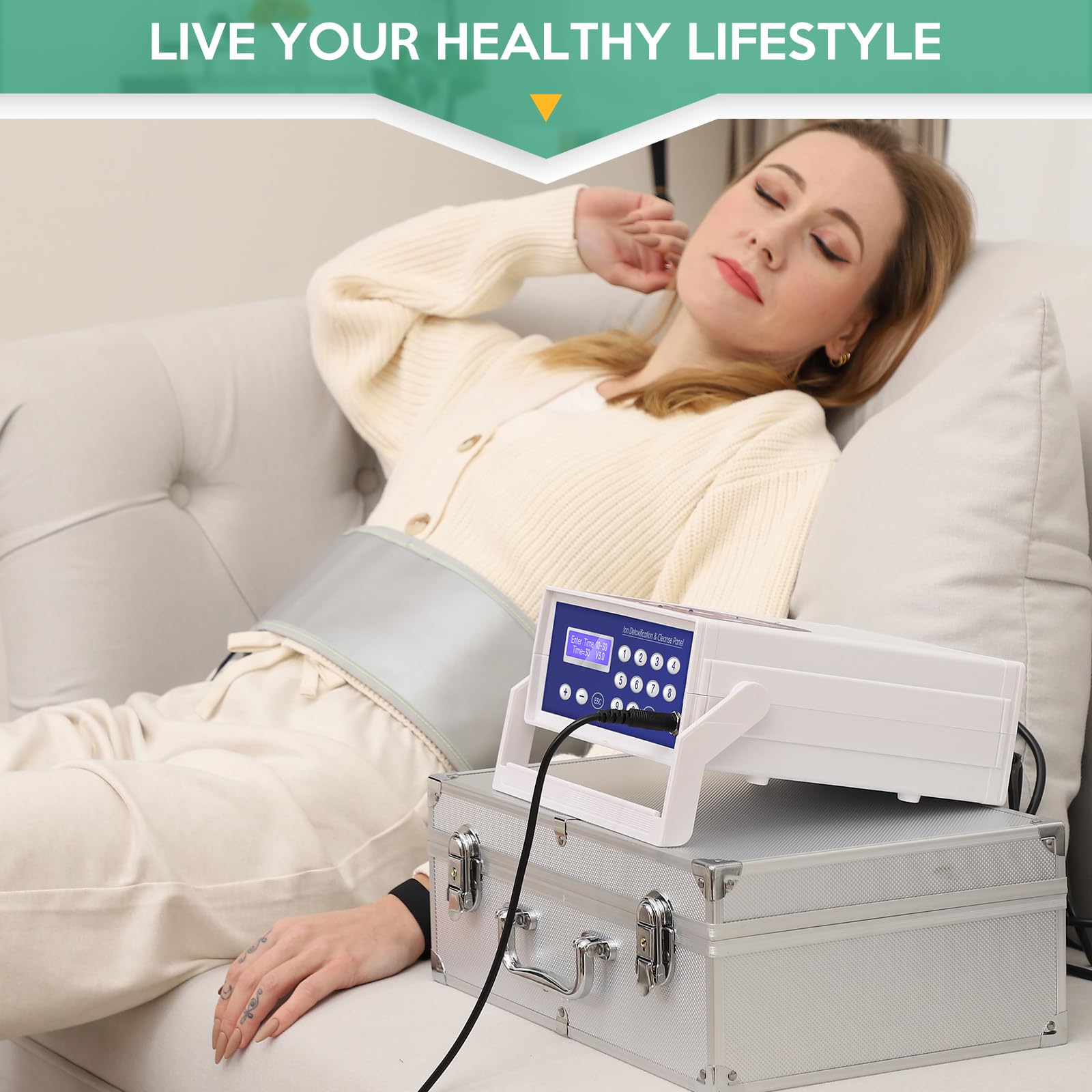 Ionic Detox Foot Bath Machine - Foot Detox Spa System with Wrist Strap & Far Infrared Waistbelt for Home Relaxation, Detoxification & Pain Relief - Perfect Holiday Gift for Health & Wellness