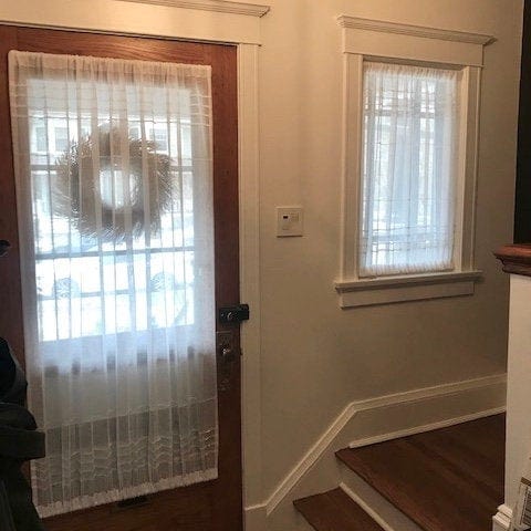 Daresbury Sheer White Linen Monogram Sidelight Door Net Curtain - Elegant Window Treatment for Living Room, Bedroom & Entryway Privacy