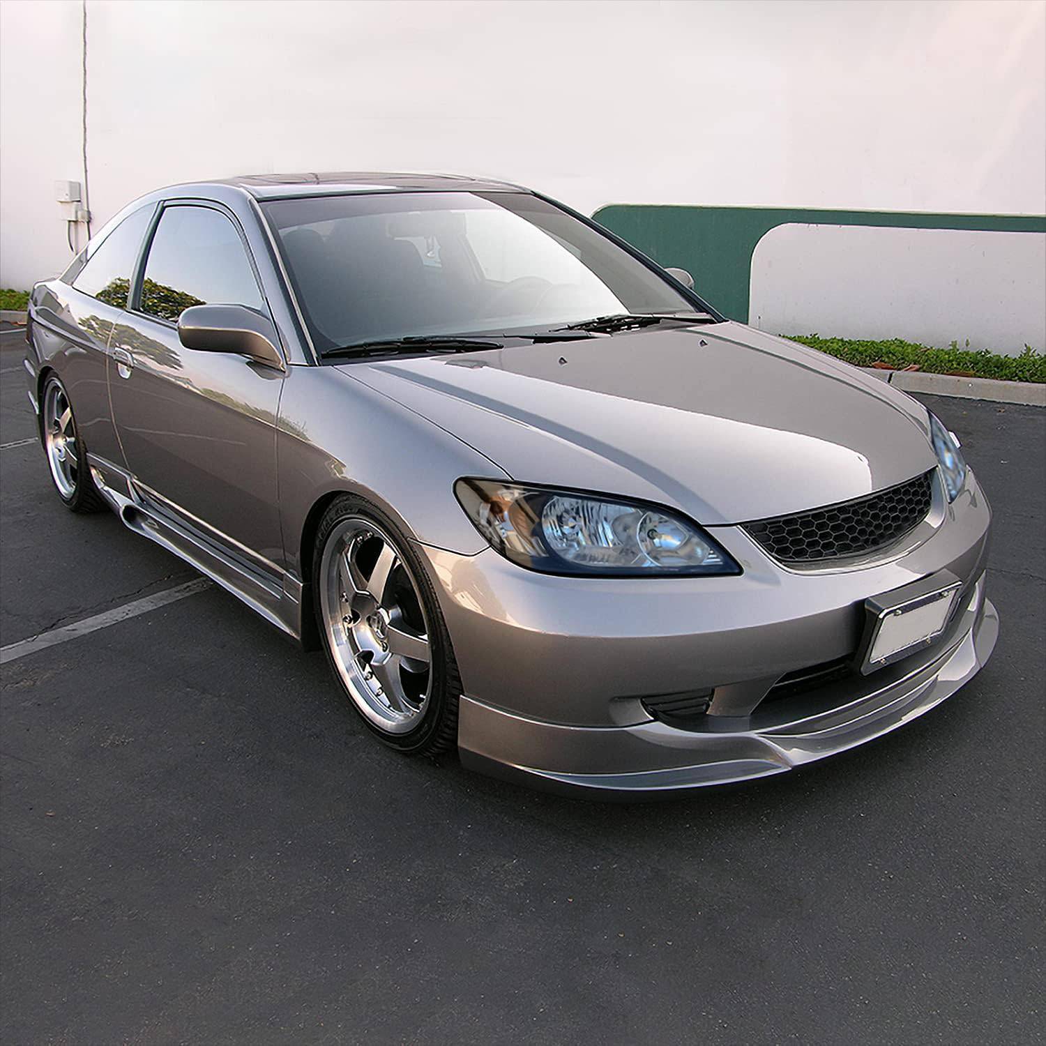 2004-2005 Honda Civic Crystal Headlights - Matte Black Housing with Clear Lens | Replacement Headlight Assembly for Improved Night Visibility | Perfect for Daily Commuting & Night Driving
