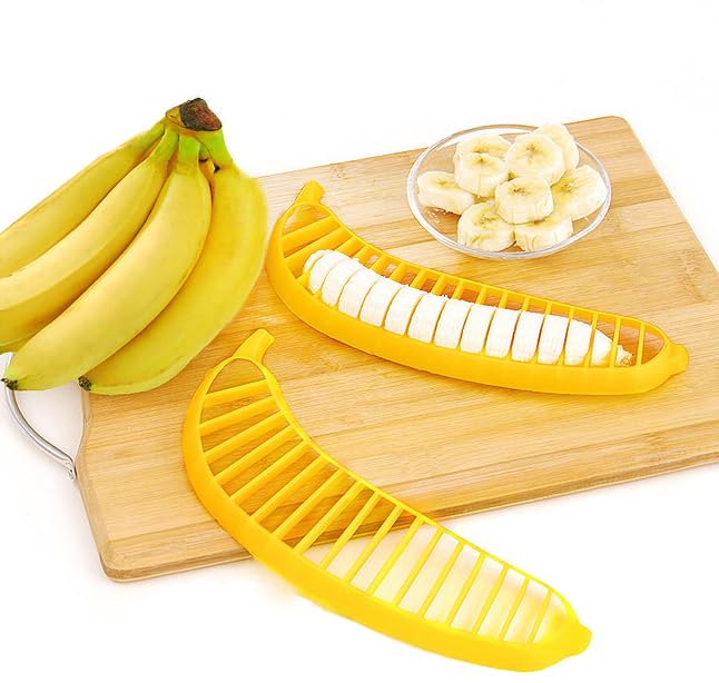 AKOAK Plastic Banana Slicer - 1 Pack Multi-Functional Fruit Cutter for Banana Slices, Perfect for Fruit Salads, Dessert Decorating & Food Prep | Great for Smoothie Bowls, Kids Snacks & Healthy Eating
