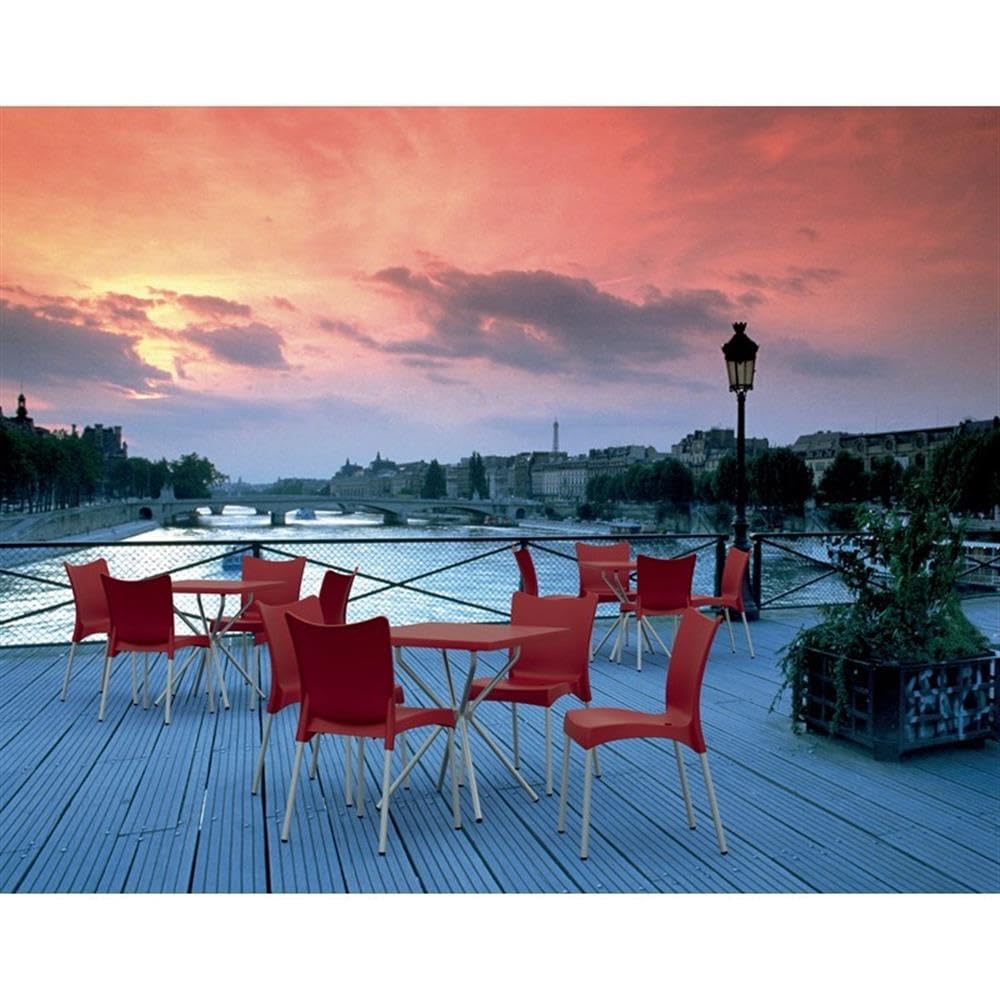 Red Resin Patio Dining Chairs Set of 2 - Juliette Outdoor Bistro Chairs for Garden, Poolside, Deck & Backyard - Weatherproof & Lightweight Outdoor Furniture