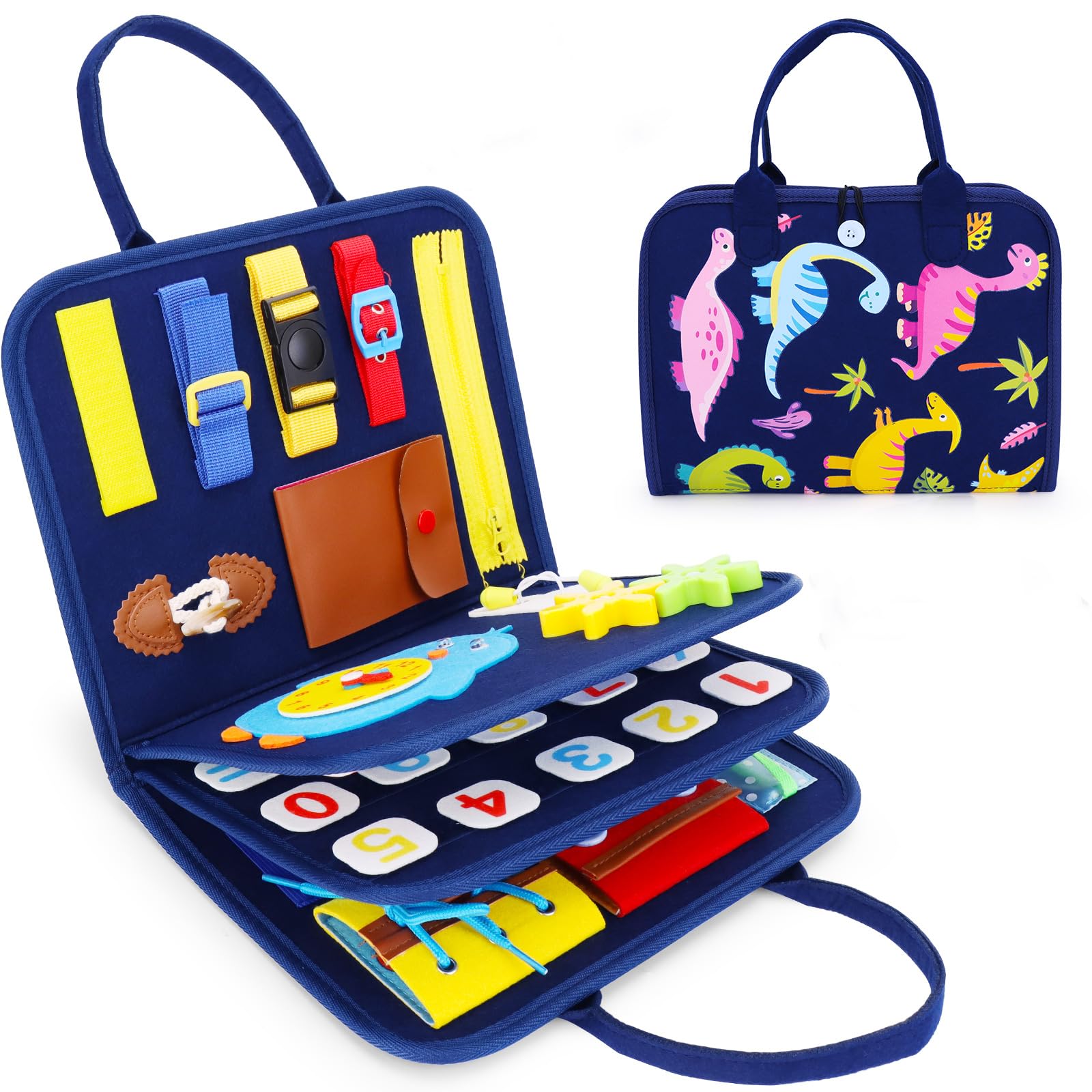 ABCDPP Montessori Busy Board - Sensory Toys for Toddlers, Fine Motor Skills Activity Board, Educational Learning Toys for Preschool Kids | Perfect for Travel, Home & Classroom Use