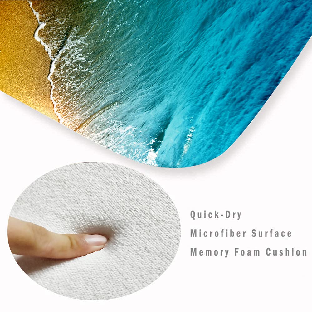 Non-Slip Bath Rugs - Super Absorbent Sponge Foam Bathroom Mat with 3D Starfish Print, Soft Flannel Backing for Safety - Perfect for Bathroom, Laundry Room & Kitchen - Beach Themed Decor for Coastal Homes