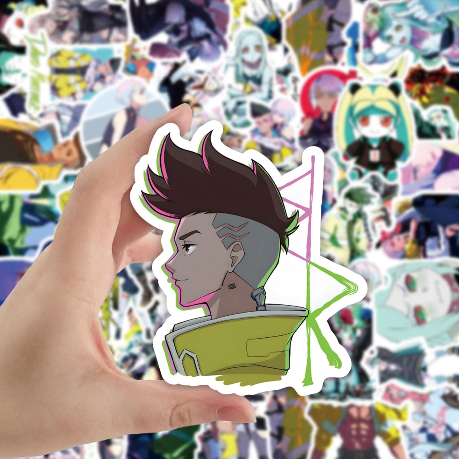 Cyberpunk: Edgerunners Vinyl Stickers 50pcs - Waterproof Decals for Laptop, Skateboard, Guitar, Luggage - Cool Anime Stickers for Teens & Adults - Perfect for Gaming Setups, School Supplies & Travel Gear