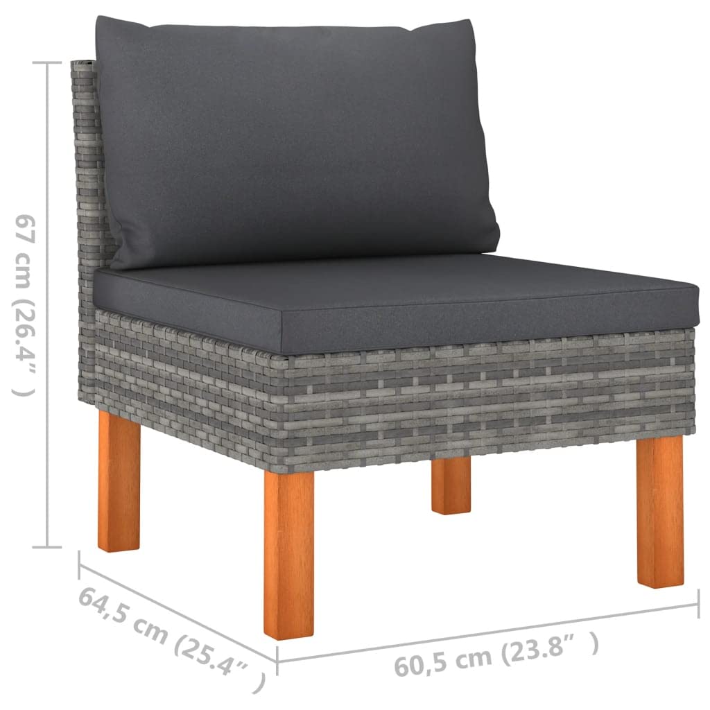 Premium 10-Piece Outdoor Patio Lounge Set with PE Rattan & Eucalyptus Wood - Weather-Resistant Powder-Coated Steel Frame - Includes Comfortable Washable Cushions & Footstool (Grey/Anthracite) - Perfect for Backyard, Poolside & Garden Relaxation