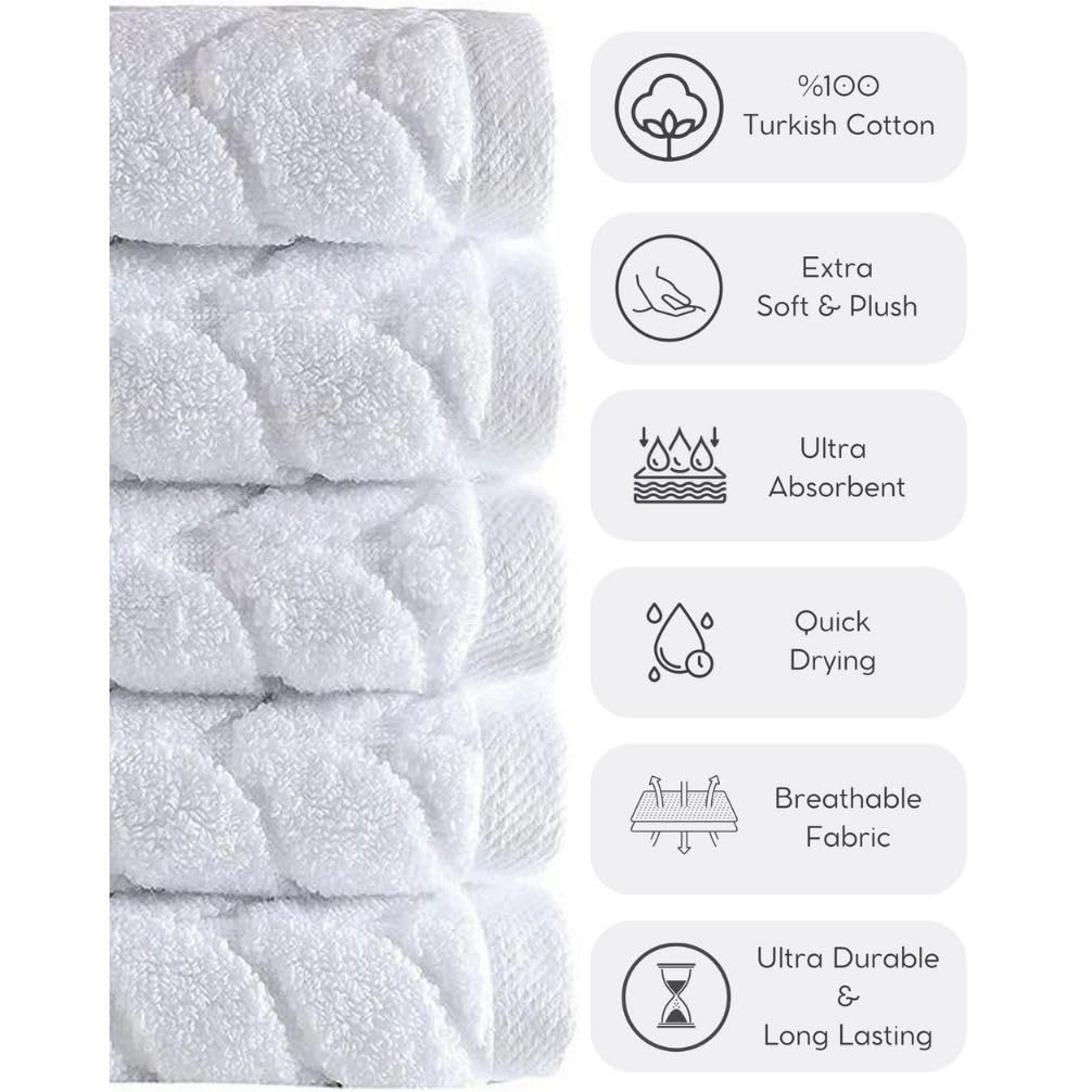 BAGNO MILANO Luxury Turkish Bath Towels Set - Soft Plush Jacquard, Quick Dry, Super Absorbent - Charcoal Bath Sheet for Spa, Hotel & Home Use
