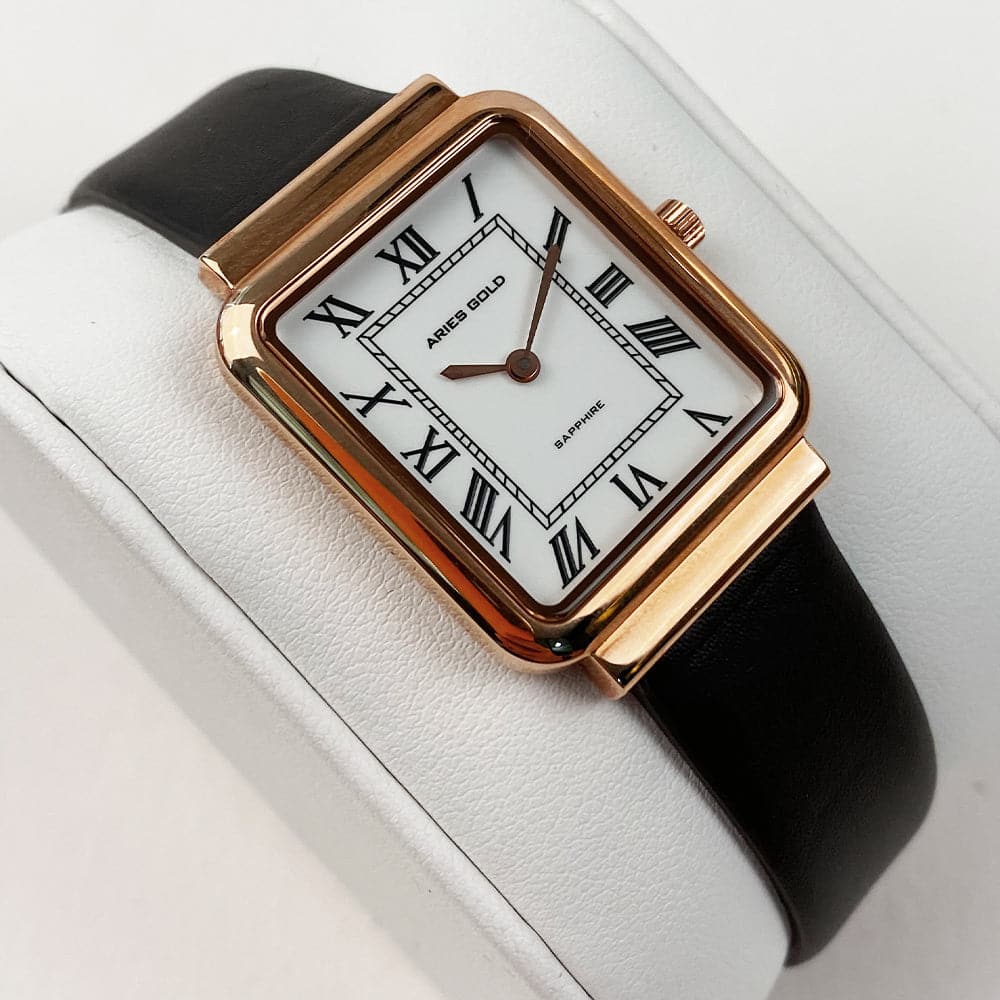 ARIES GOLD ENCHANT Isabella Rose Gold Stainless Steel Women's Watch with Leather Strap - Perfect for Everyday Wear, Office & Special Occasions