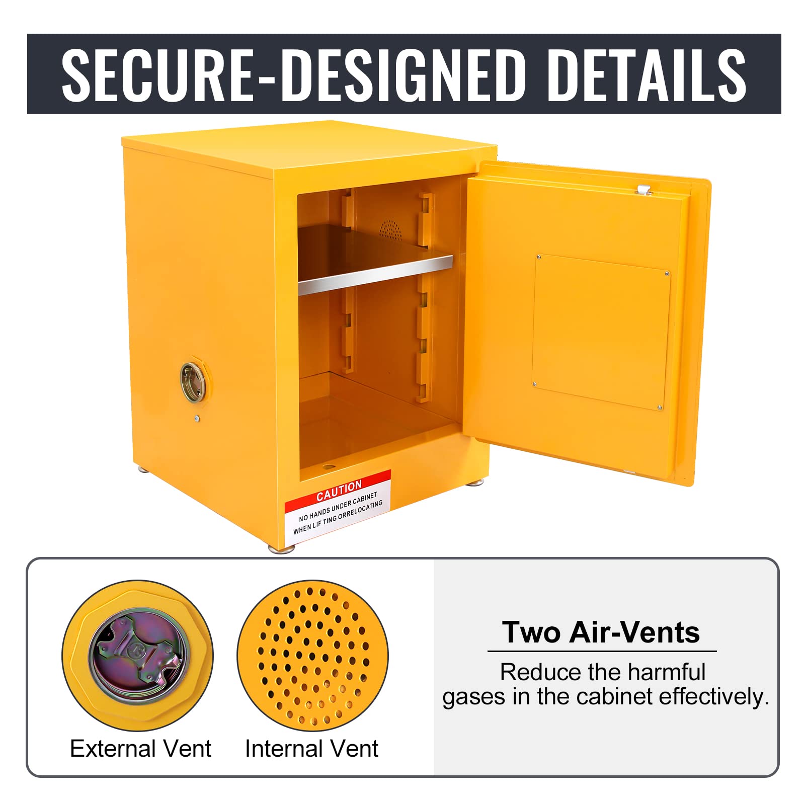 Flammable Safety Storage Cabinet 17x17x22 Inches - Fireproof & Explosion Proof Chemical Cabinet for Garage, Workshop, Lab & Industrial Use - OSHA Compliant Hazardous Material Storage Solution