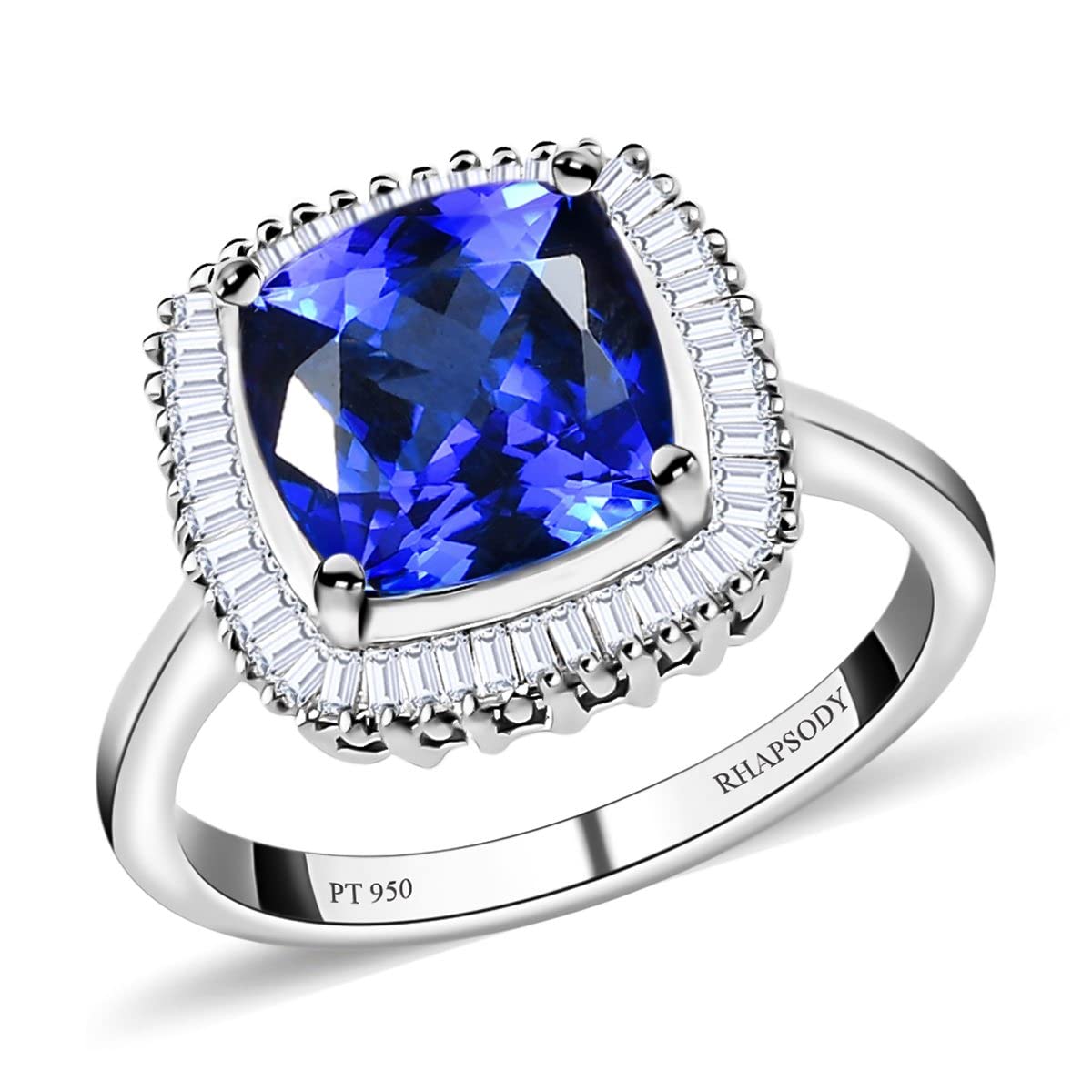 Shop LC RHAPSODY 950 Platinum AAAA Blue Tanzanite Halo Diamond Engagement Ring for Women - E-F Color VS, Wedding, Promise, Anniversary & Mother's Day Gift | Perfect for Proposals, Bridal Jewelry & Special Occasions
